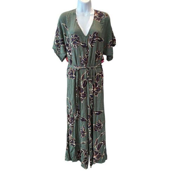 O’Neill Kendal Floral Jumpsuit Women’s XS VNeck Tie Waist Resortwear White Lotus - Picture 3 of 9